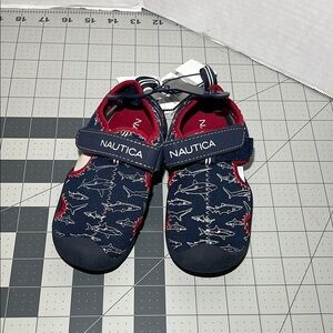 Nautica Kids Shark Print Navy and Red Water Shoes